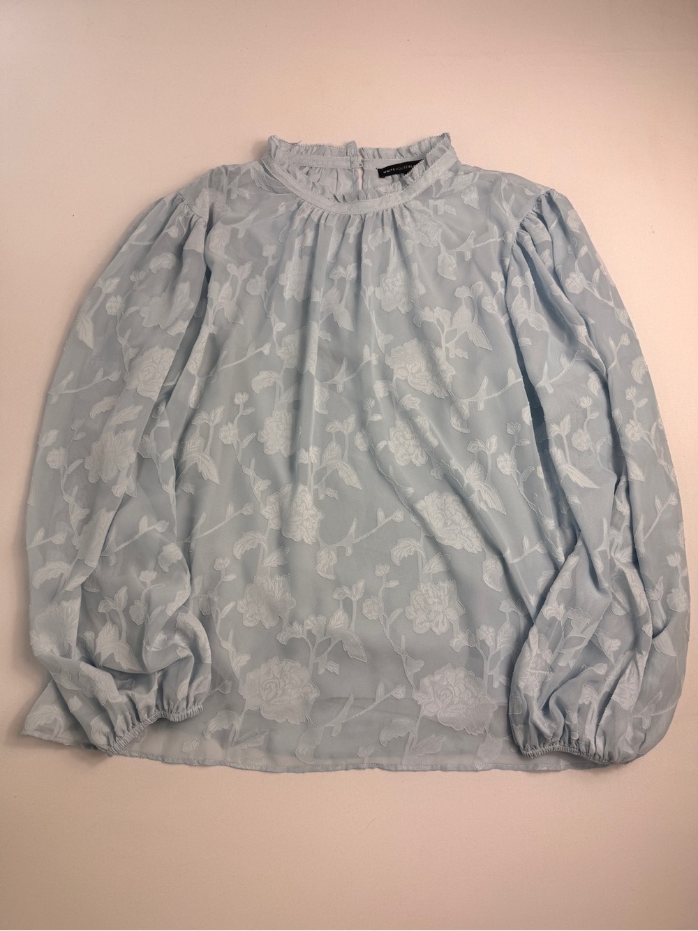 WHBM Pale Blue Floral Lace Blouse & Camisole 2-Piece Set | Sheer Business Wear - Picture 3 of 11